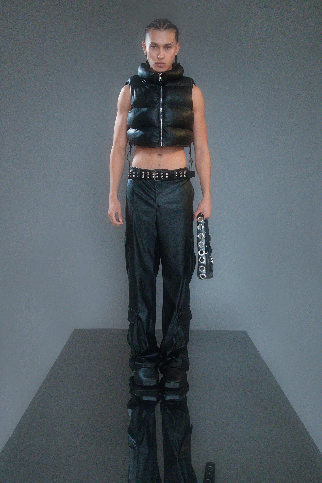 PUFFY F. LEATHER VEST