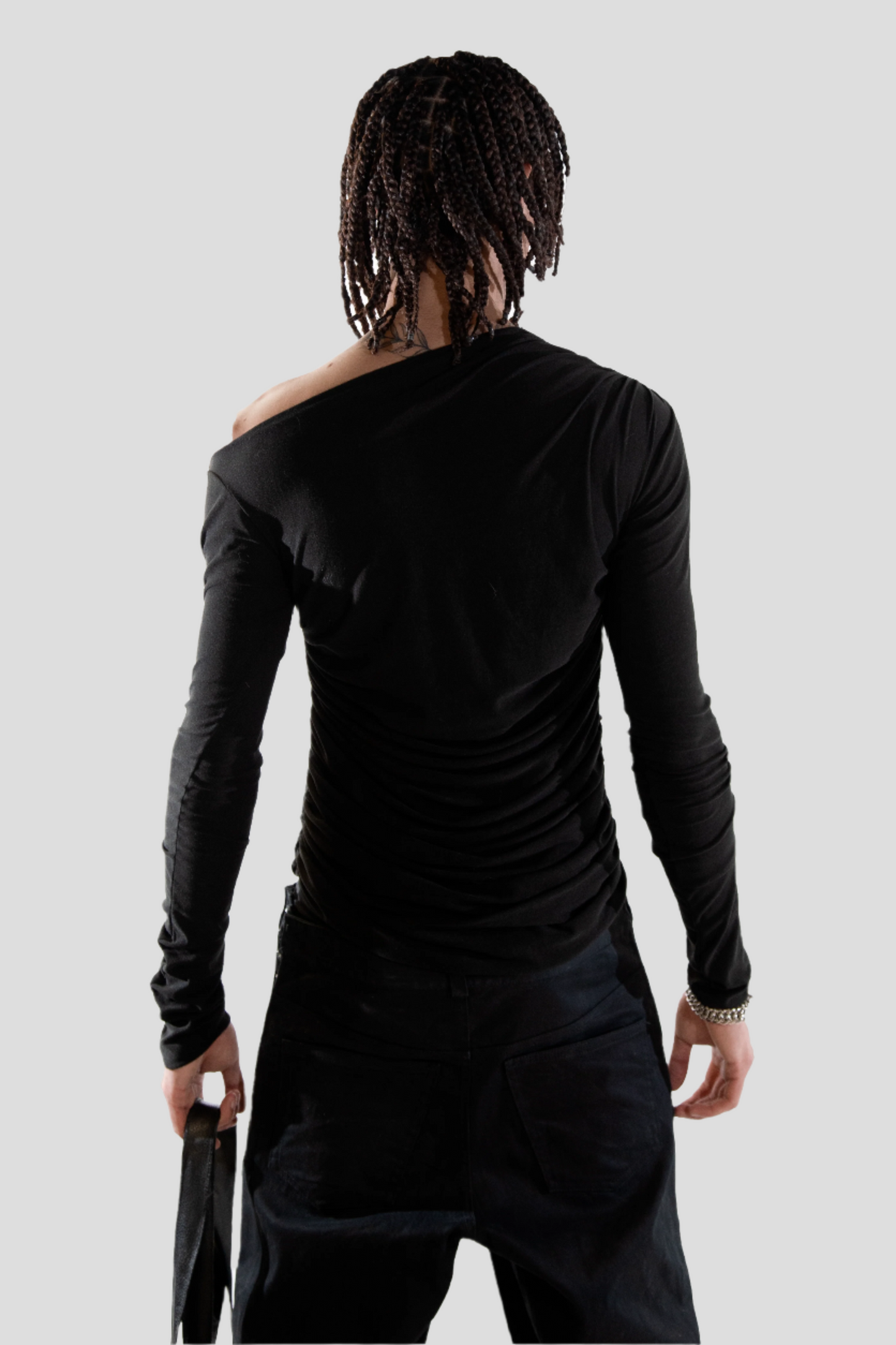 ASYMMETRICAL DRAPPED LONG SLEEVE