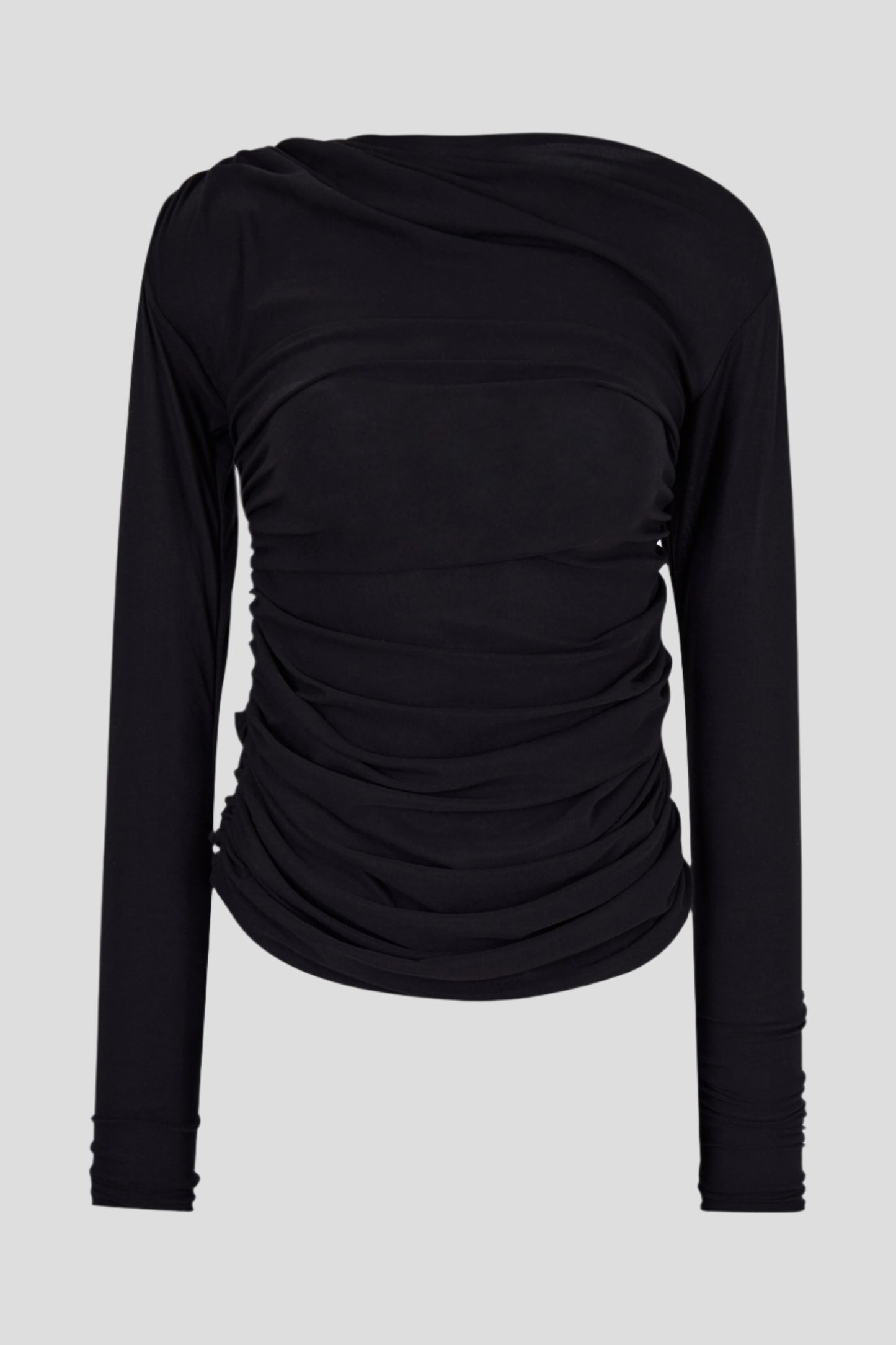 ASYMMETRICAL DRAPPED LONG SLEEVE