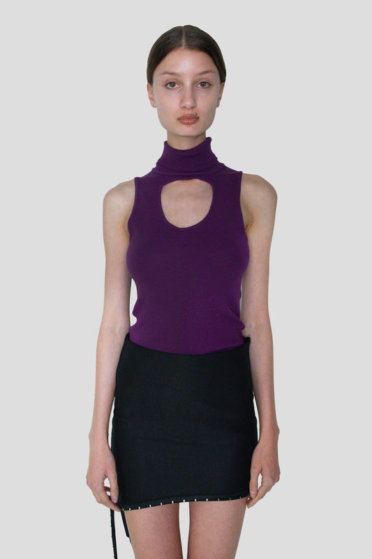 KNIT CIRCLE TURTLE NECK VIOLET