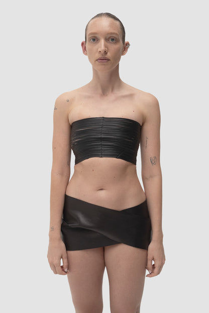 STRIPES FAUX LEATHER TOP